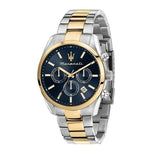 Maserati Attrazione Chronograph Blue Dial Two Tone Steel Strap Watch for Men - R8853151008
