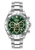 Hugo Boss Hero 2.0 Chronograph Green Dial Silver Steel Strap Watch for Men - 1514268