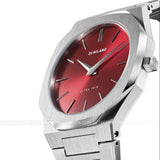 D1 Milano Ultra Thin Red Dial Silver Steel Strap Watch for Men - D1-UTBJ05