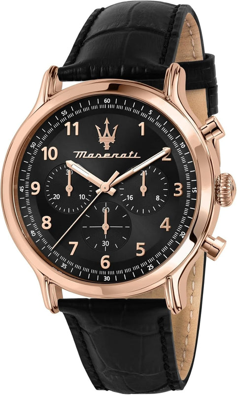 Maserati Epoca Limited Edition Chronograph Black Dial Black Leather Strap Watch for Men - R8871618015