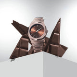 D1 Milano Ultra Thin Brown Dial Brown Steel Strap Watch for Women - D1-UTBL38