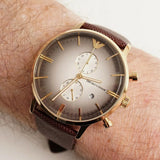 Emporio Armani Retro Chronograph Brown Dial Brown Leather Strap Watch for Men - AR1755