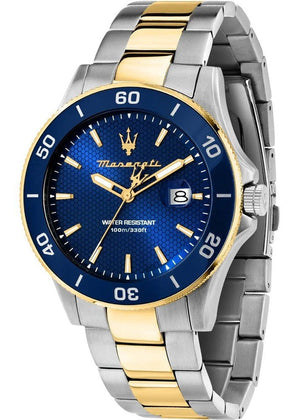 Maserati Competizione Diver Blue Dial Two Tone Steel Strap Watch for Men - R8873600010