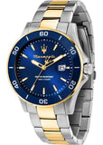 Maserati Competizione Diver Blue Dial Two Tone Steel Strap Watch for Men - R8873600010