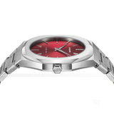 D1 Milano Ultra Thin Red Dial Silver Steel Strap Watch for Men - D1-UTBJ05