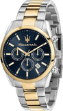 Maserati Attrazione Chronograph Blue Dial Two Tone Steel Strap Watch for Men - R8853151008