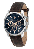 Maserati Attraction Limited Edition Chronograph Blue Dial Brown Leather Strap Watch for Men - R8851151003