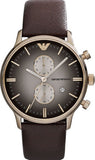 Emporio Armani Retro Chronograph Brown Dial Brown Leather Strap Watch for Men - AR1755