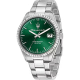 Maserati Competizione Green Dial Silver Steel Strap Watch for Men - R8853100043