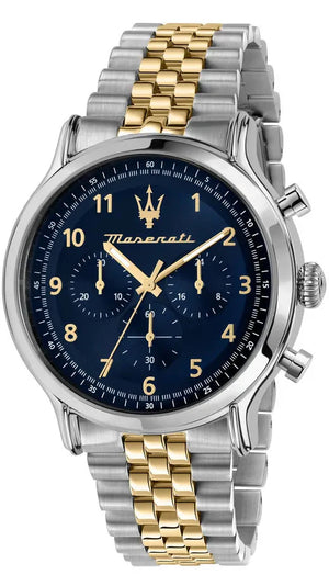 Maserati Epoca Chronograph Blue Dial Two Tone Steel Strap Watch for Men - R8873618030