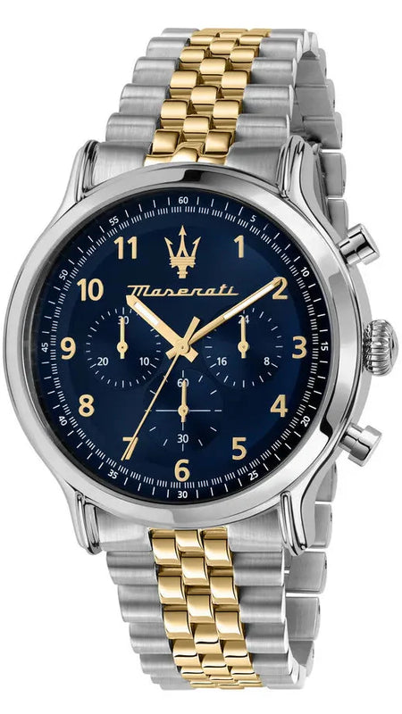 Maserati Epoca Chronograph Blue Dial Two Tone Steel Strap Watch for Men - R8873618030