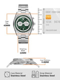 Emporio Armani Racer Chronograph Green Dial Silver Steel Strap Watch for Men - AR11637