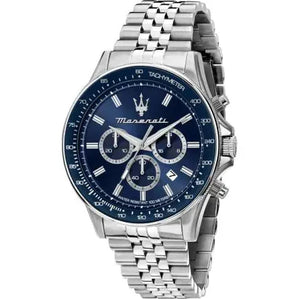 Maserati SFIDA Chronograph Blue Dial Silver Steel Strap Watch for Men - R8873640025