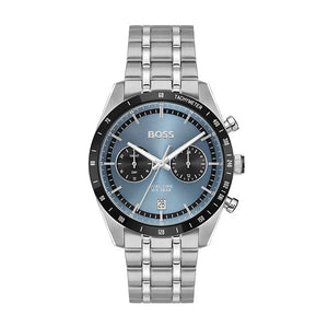 Hugo Boss Tourmaster Chronograph Blue Dial Silver Steel Strap Watch for Men - 1514286