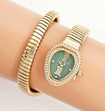 Just Cavalli Solo Green Dial Gold Steel Strap Watch for Women - JC1L167M0025