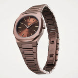 D1 Milano Ultra Thin Brown Dial Brown Steel Strap Watch for Women - D1-UTBL38