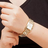 Emporio Armani Classic Silver Dial Gold Steel Strap Watch for Women - AR0360