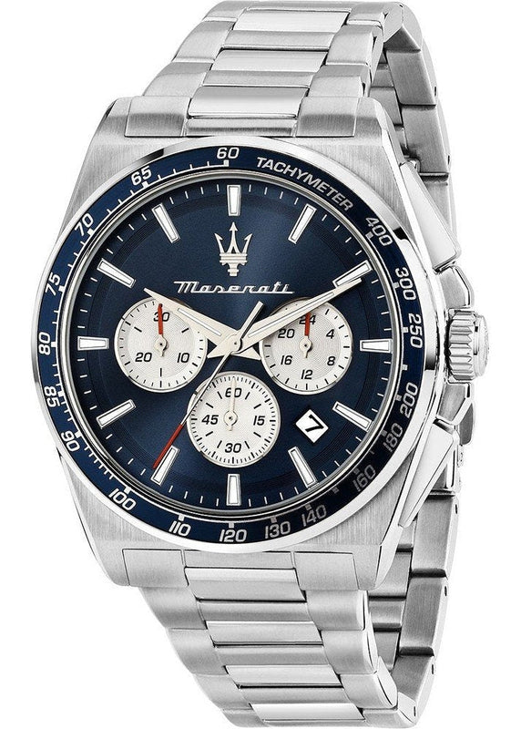 Maserati Velocità Chronograph Blue Dial Silver Steel Strap Watch for Men - R8873652005