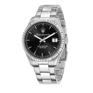 Maserati Competizione Black Dial Silver Steel Strap Watch for Men - R8853100028