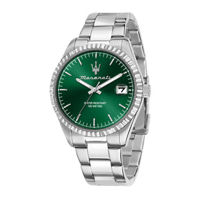 Maserati Competizione Green Dial Silver Steel Strap Watch for Men - R8853100043