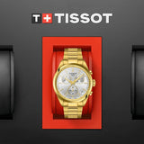 Tissot PR 100 Chronograph White Dial Gold Steel Strap Watch for Men - T150.417.33.031.00