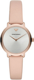 Emporio Armani Modern Silver Dial Pink Leather Strap Watch for Women - AR11160