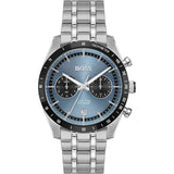 Hugo Boss Tourmaster Chronograph Blue Dial Silver Steel Strap Watch for Men - 1514286