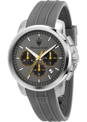 Maserati Successo Chronograph Grey Dial Grey Rubber Strap Watch for Men - R8871621043