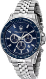 Maserati SFIDA Chronograph Blue Dial Silver Steel Strap Watch for Men - R8873640025