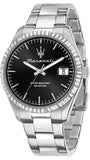 Maserati Competizione Black Dial Silver Steel Strap Watch for Men - R8853100028