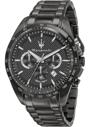 Maserati Traguardo Limited Edition Chronograph Black Dial Black Steel Strap Watch for Men - R8873612045