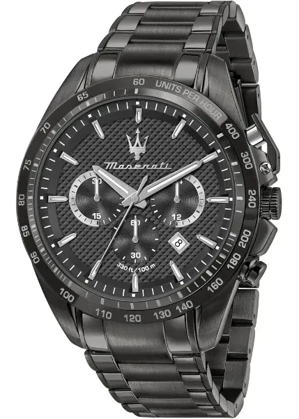 Maserati Traguardo Limited Edition Chronograph Black Dial Black Steel Strap Watch for Men - R8873612045