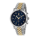 Maserati Epoca Chronograph Blue Dial Two Tone Steel Strap Watch for Men - R8873618030
