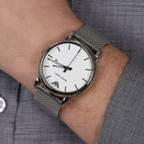 Emporio Armani Luigi White Dial Silver Mesh Strap Watch for Men - AR1812