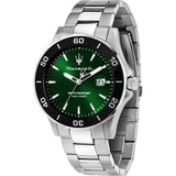 Maserati Competizione Green Dial Silver Steel Strap Watch for Men - R8853100038