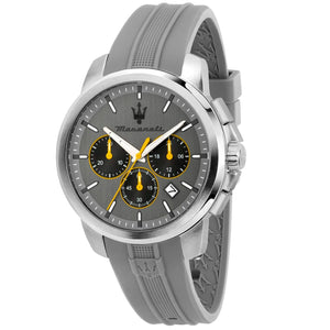 Maserati Successo Chronograph Grey Dial Grey Rubber Strap Watch for Men - R8871621043