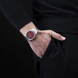 D1 Milano Ultra Thin Bordeaux Red Dial Silver Steel Strap Watch for Unisex - D1-UTBJ11
