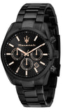 Maserati Attrazione Chronograph Black Dial Black Steel Strap Watch for Men - R8853151009