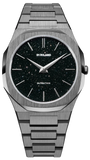 D1 Milano Ultra Thin Aventurine Black Dial Silver Steel Strap Watch for Men - D1-UTBJ29