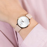 Emporio Armani Modern Silver Dial Pink Leather Strap Watch for Women - AR11160