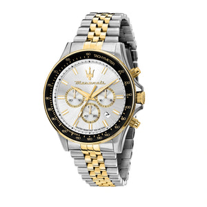 Maserati SFIDA Chronograph Silver Dial Two Tone Steel Strap Watch for Men - R8873640024