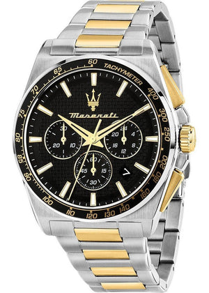 Maserati Velocità Chronograph Black Dial Two Tone Steel Strap Watch for Men - R8873652003