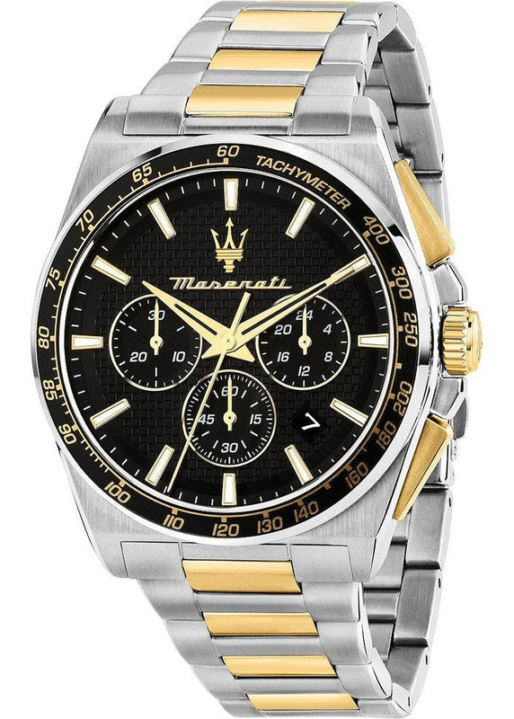 Maserati Velocità Chronograph Black Dial Two Tone Steel Strap Watch for Men - R8873652003