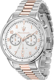 Maserati Tradizione Chronograph White Dial Two Tone Steel Strap Watch for Men - R8873646002