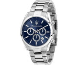 Maserati Attrazione Chronograph Blue Dial Silver Steel Strap Watch for Men - R8853151005