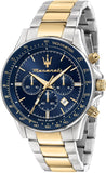 Maserati SFIDA Limited Edition Chronograph Blue Dial Two Tone Steel Strap Watch for Men - R8873640017