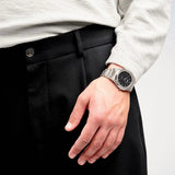 D1 Milano Ultra Thin Matte Black Dial Silver Steel Strap Watch for Men - D1-UTBJ40