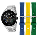 Maserati Traguardo Chronograph Black Dial Silver Steel Strap Watch for Men - R8873612061