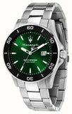 Maserati Competizione Green Dial Silver Steel Strap Watch for Men - R8853100038