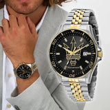 Maserati SFIDA Black Dial Two Tone Steel Strap Watch for Men - R8853140009